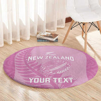 Custom New Zealand Silver Fern Rugby 2025 Round Carpet All Black Aotearoa Maori Pink LT14 - Polynesian Pride