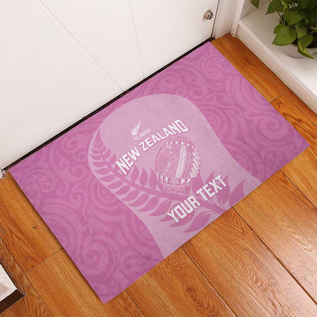 Custom New Zealand Silver Fern Rugby 2025 Rubber Doormat All Black Aotearoa Maori Pink LT14 - Polynesian Pride