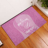 Custom New Zealand Silver Fern Rugby 2025 Rubber Doormat All Black Aotearoa Maori Pink LT14 - Polynesian Pride