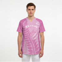 Custom New Zealand Silver Fern Rugby 2025 Scrub Top All Black Aotearoa Maori Pink LT14 - Polynesian Pride