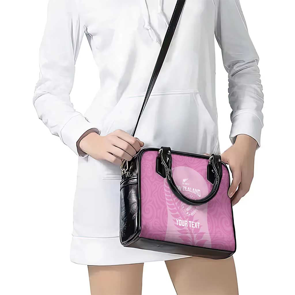 Custom New Zealand Silver Fern Rugby 2025 Shoulder Handbag All Black Aotearoa Maori Pink LT14 - Polynesian Pride