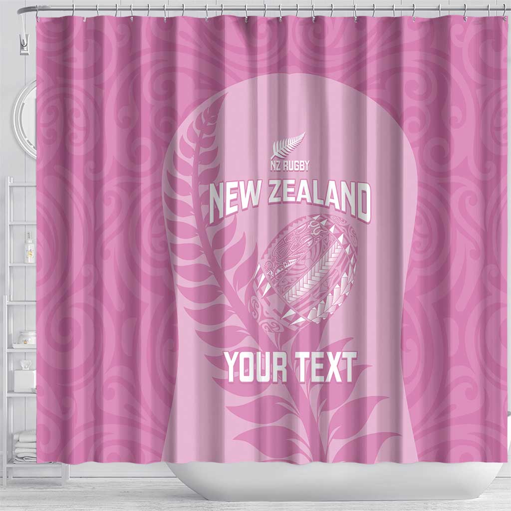 Custom New Zealand Silver Fern Rugby 2025 Shower Curtain All Black Aotearoa Maori Pink LT14 - Polynesian Pride