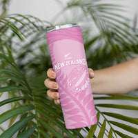Custom New Zealand Silver Fern Rugby 2025 Skinny Tumbler All Black Aotearoa Maori Pink LT14 - Polynesian Pride