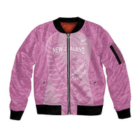 Custom New Zealand Silver Fern Rugby 2025 Sleeve Zip Bomber Jacket All Black Aotearoa Maori Pink LT14 Unisex Pink - Polynesian Pride