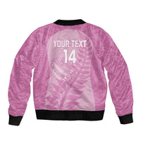 Custom New Zealand Silver Fern Rugby 2025 Sleeve Zip Bomber Jacket All Black Aotearoa Maori Pink LT14 - Polynesian Pride