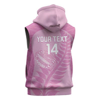 Custom New Zealand Silver Fern Rugby 2025 Sleeveless Hoodie All Black Aotearoa Maori Pink LT14 - Polynesian Pride