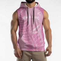 Custom New Zealand Silver Fern Rugby 2025 Sleeveless Hoodie All Black Aotearoa Maori Pink LT14 - Polynesian Pride