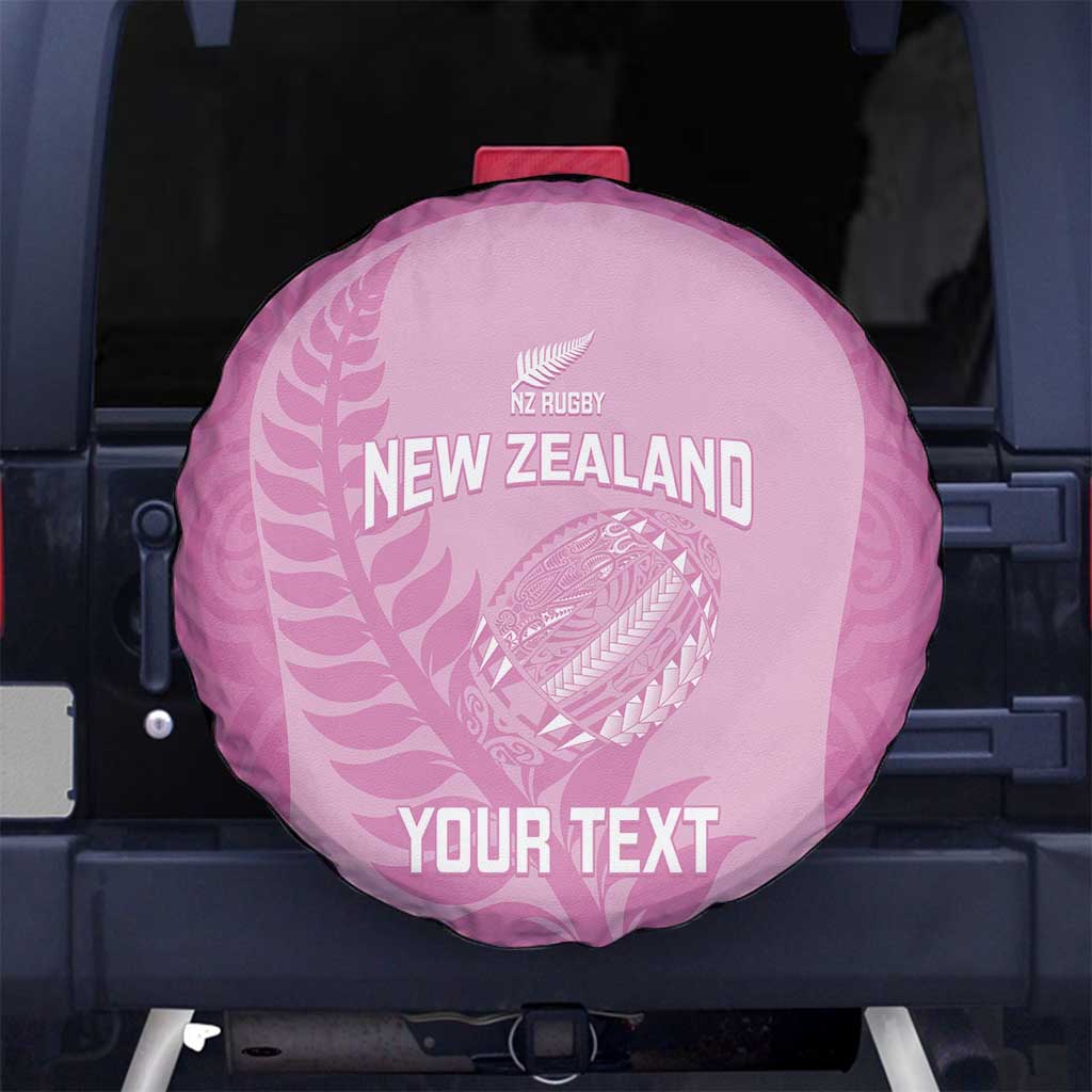 Custom New Zealand Silver Fern Rugby 2025 Spare Tire Cover All Black Aotearoa Maori Pink LT14 No hole Pink - Polynesian Pride