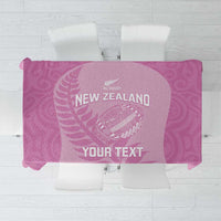 Custom New Zealand Silver Fern Rugby 2025 Tablecloth All Black Aotearoa Maori Pink LT14 Pink - Polynesian Pride