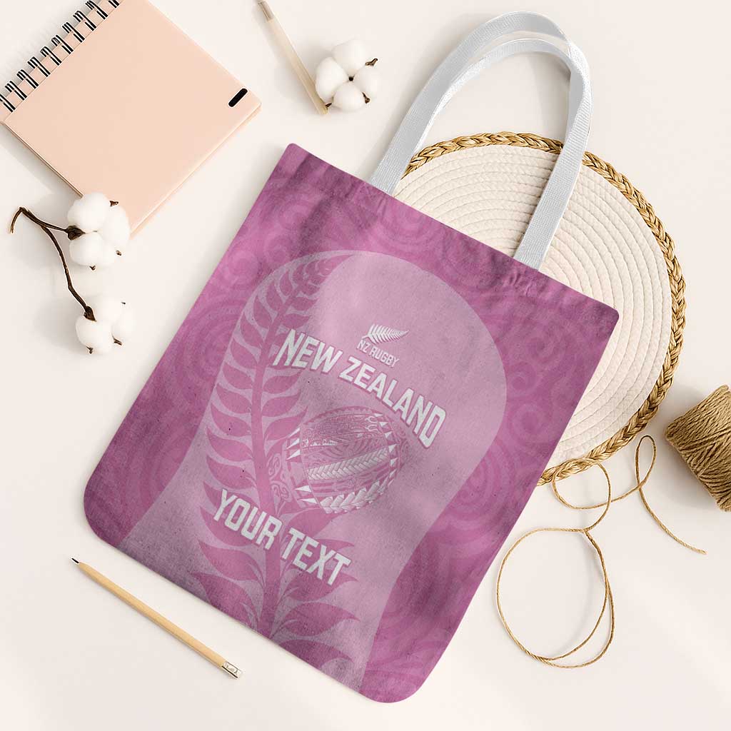 Custom New Zealand Silver Fern Rugby 2025 Tote Bag All Black Aotearoa Maori Pink LT14 White Strap One Size Pink - Polynesian Pride