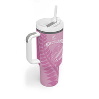 Custom New Zealand Silver Fern Rugby 2025 Tumbler With Handle All Black Aotearoa Maori Pink LT14 - Polynesian Pride