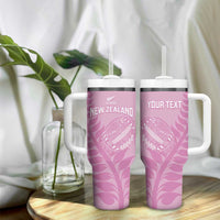 Custom New Zealand Silver Fern Rugby 2025 Tumbler With Handle All Black Aotearoa Maori Pink LT14 - Polynesian Pride