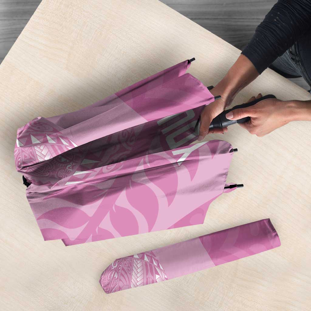 Custom New Zealand Silver Fern Rugby 2025 Umbrella All Black Aotearoa Maori Pink LT14 - Polynesian Pride