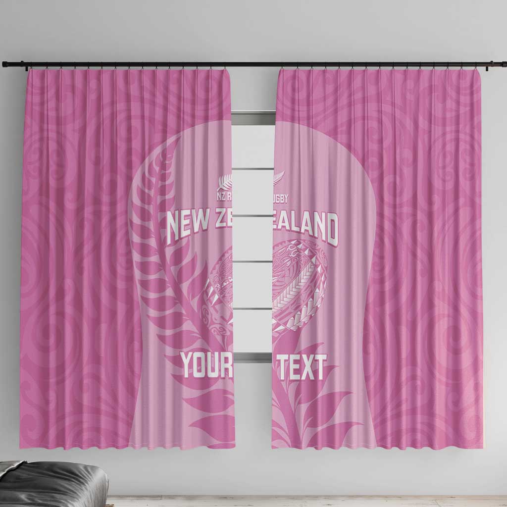 Custom New Zealand Silver Fern Rugby 2025 Window Curtain All Black Aotearoa Maori Pink LT14 With Hooks Pink - Polynesian Pride