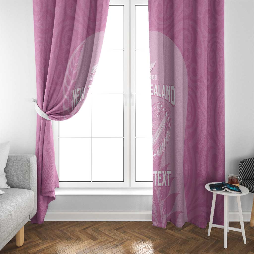 Custom New Zealand Silver Fern Rugby 2025 Window Curtain All Black Aotearoa Maori Pink LT14 - Polynesian Pride