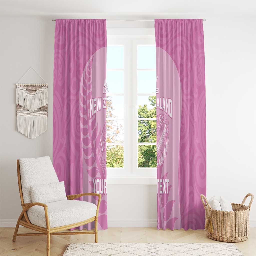 Custom New Zealand Silver Fern Rugby 2025 Window Curtain All Black Aotearoa Maori Pink LT14 - Polynesian Pride