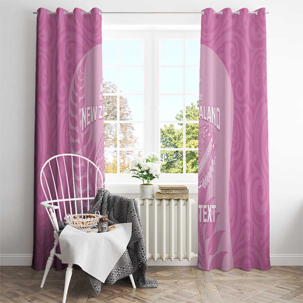 Custom New Zealand Silver Fern Rugby 2025 Window Curtain All Black Aotearoa Maori Pink LT14 - Polynesian Pride