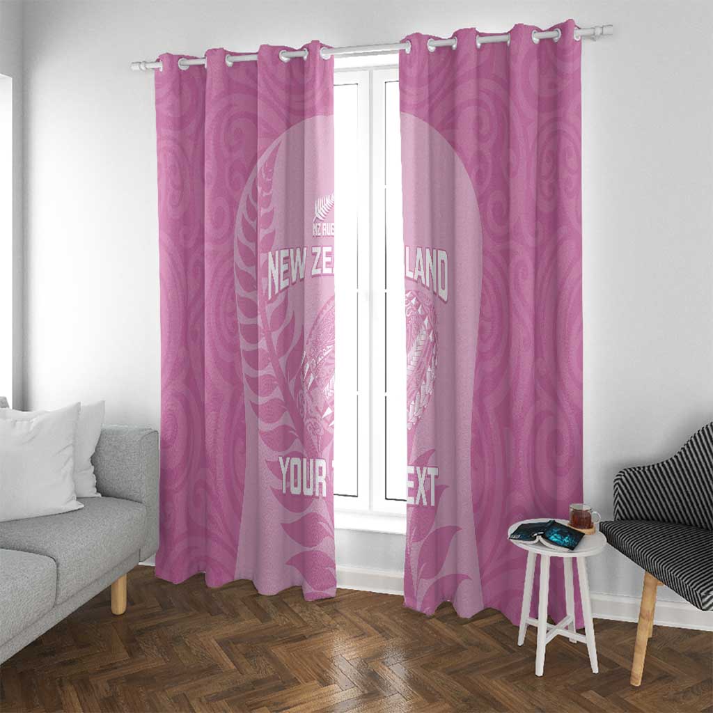 Custom New Zealand Silver Fern Rugby 2025 Window Curtain All Black Aotearoa Maori Pink LT14 With Grommets Pink - Polynesian Pride