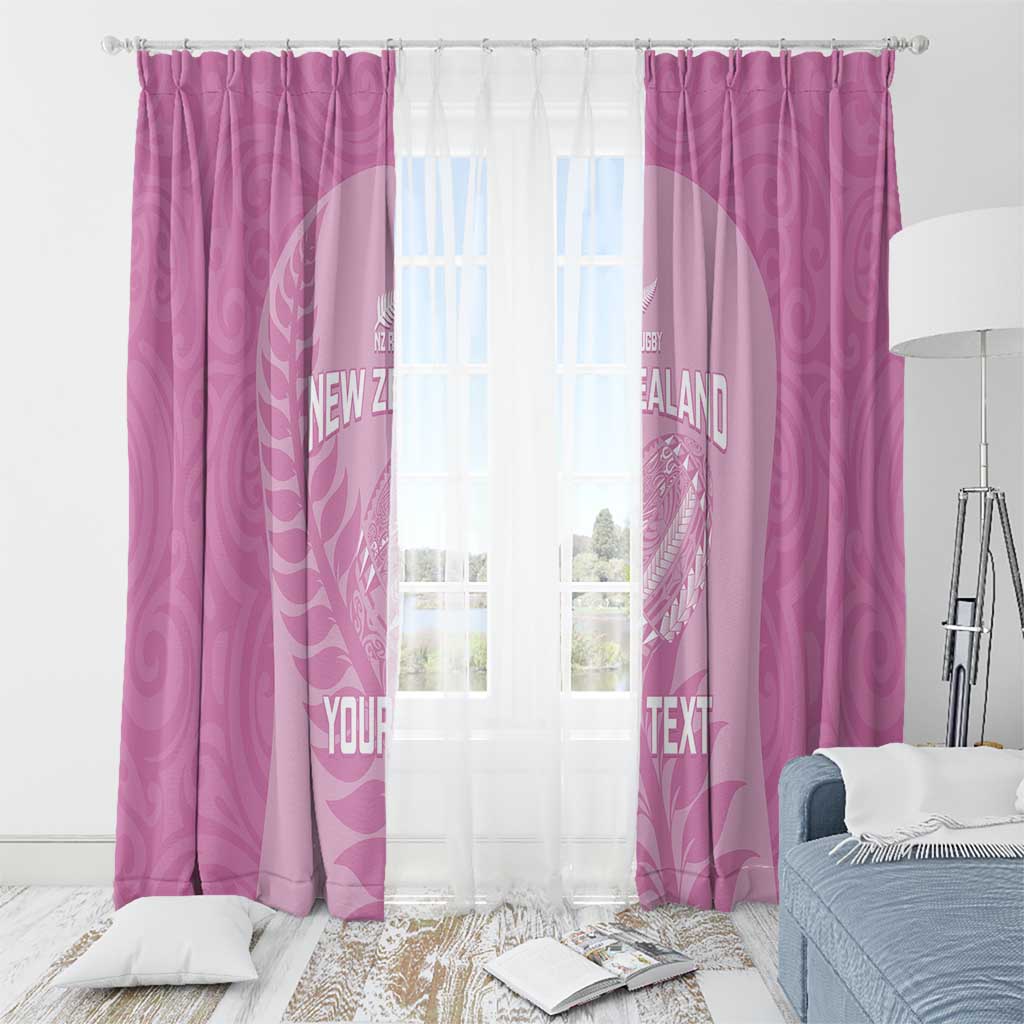 Custom New Zealand Silver Fern Rugby 2025 Window Curtain All Black Aotearoa Maori Pink LT14 - Polynesian Pride
