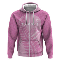 Custom New Zealand Silver Fern Rugby 2025 Zip Hoodie All Black Aotearoa Maori Pink LT14 Zip Hoodie Pink - Polynesian Pride