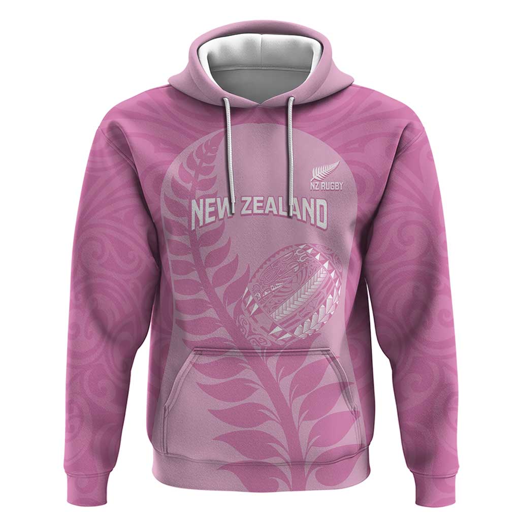 Custom New Zealand Silver Fern Rugby 2025 Zip Hoodie All Black Aotearoa Maori Pink LT14 Pullover Hoodie Pink - Polynesian Pride