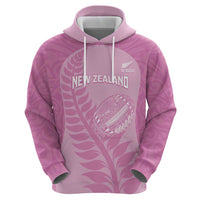 Custom New Zealand Silver Fern Rugby 2025 Zip Hoodie All Black Aotearoa Maori Pink LT14 - Polynesian Pride