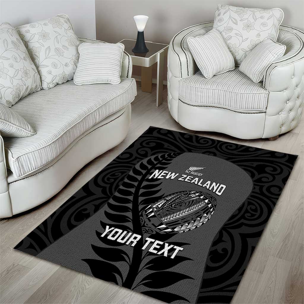 Custom New Zealand Silver Fern Rugby 2025 Area Rug Go Champions Aotearoa Maori Black LT14 - Polynesian Pride