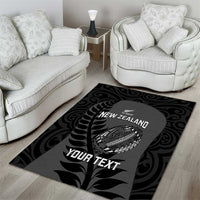 Custom New Zealand Silver Fern Rugby 2025 Area Rug Go Champions Aotearoa Maori Black LT14 - Polynesian Pride