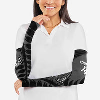 Custom New Zealand Silver Fern Rugby 2025 Arm Sleeves Go Champions Aotearoa Maori Black LT14 - Polynesian Pride