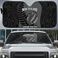 Custom New Zealand Silver Fern Rugby 2025 Auto Sun Shade Go Champions Aotearoa Maori Black LT14 Black - Polynesian Pride