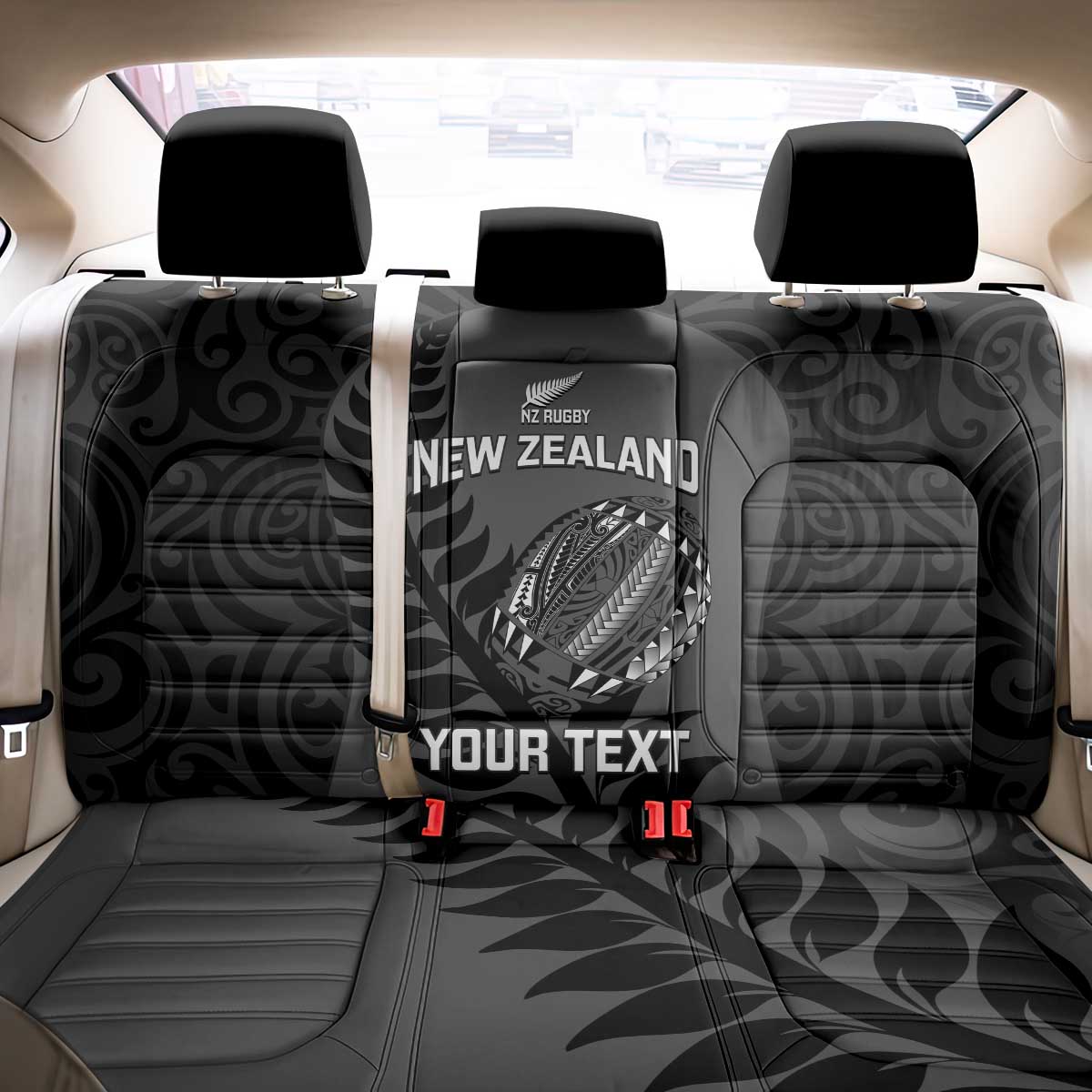 Custom New Zealand Silver Fern Rugby 2025 Back Car Seat Cover Go Champions Aotearoa Maori Black LT14 - Polynesian Pride
