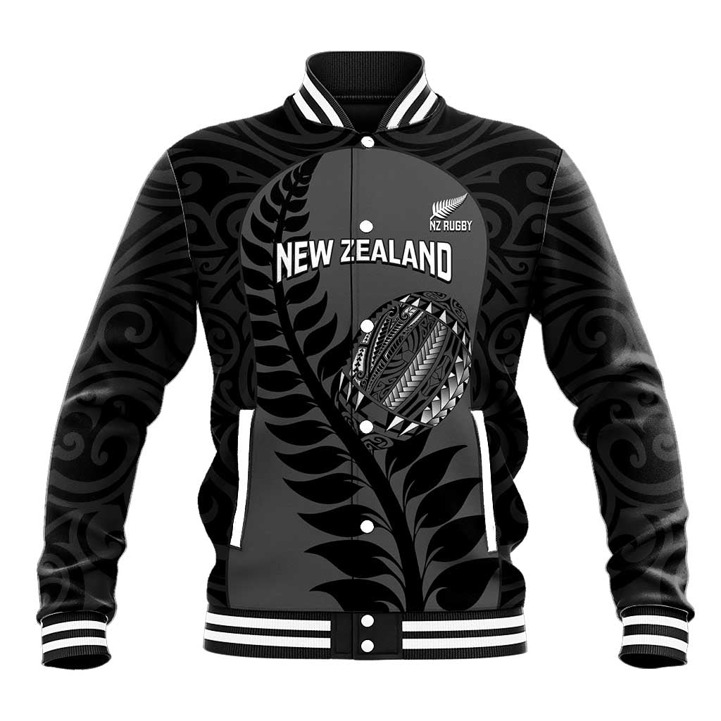 Custom New Zealand Silver Fern Rugby 2025 Baseball Jacket Go Champions Aotearoa Maori Black LT14 Unisex Black - Polynesian Pride