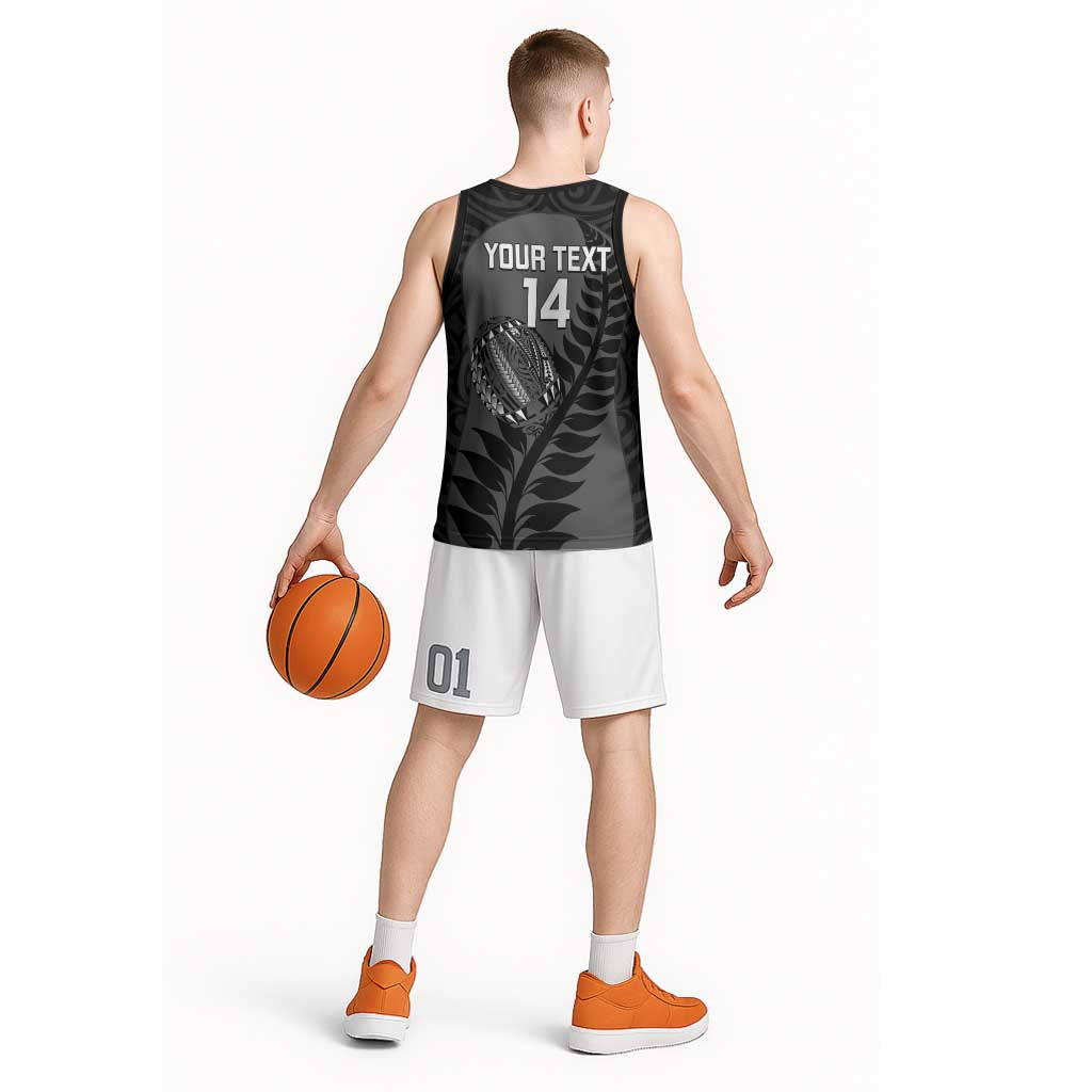 Custom New Zealand Silver Fern Rugby 2025 Basketball Jersey Go Champions Aotearoa Maori Black LT14 - Polynesian Pride