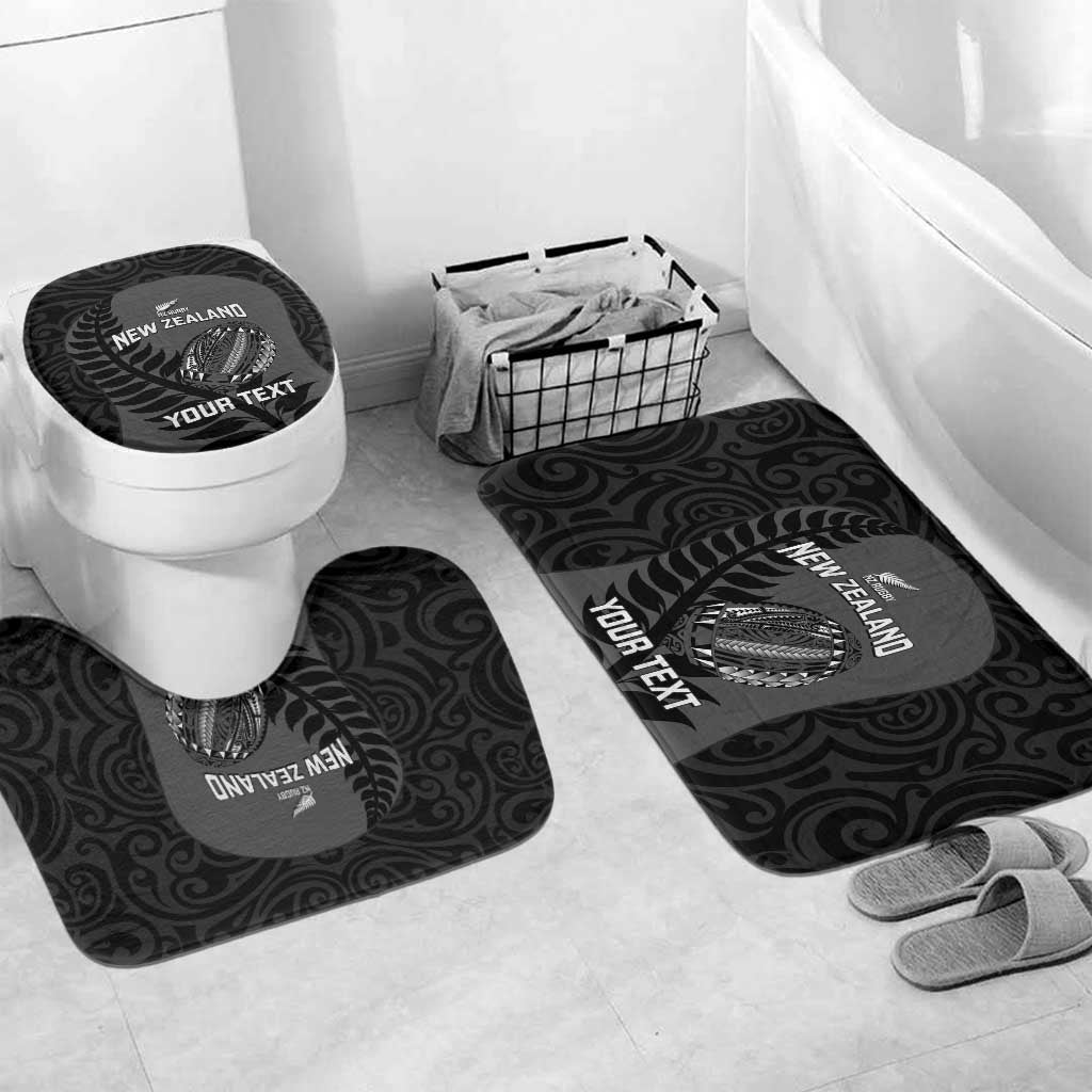 Custom New Zealand Silver Fern Rugby 2025 Bathroom Set Go Champions Aotearoa Maori Black LT14 Mat Set Only (3 pcs) One Size Black - Polynesian Pride