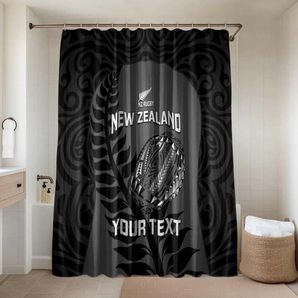 Custom New Zealand Silver Fern Rugby 2025 Bathroom Set Go Champions Aotearoa Maori Black LT14 Shower Curtain Only Black - Polynesian Pride