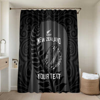 Custom New Zealand Silver Fern Rugby 2025 Bathroom Set Go Champions Aotearoa Maori Black LT14 Shower Curtain Only Black - Polynesian Pride