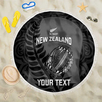 Custom New Zealand Silver Fern Rugby 2025 Beach Blanket Go Champions Aotearoa Maori Black LT14 One Size 150cm Black - Polynesian Pride