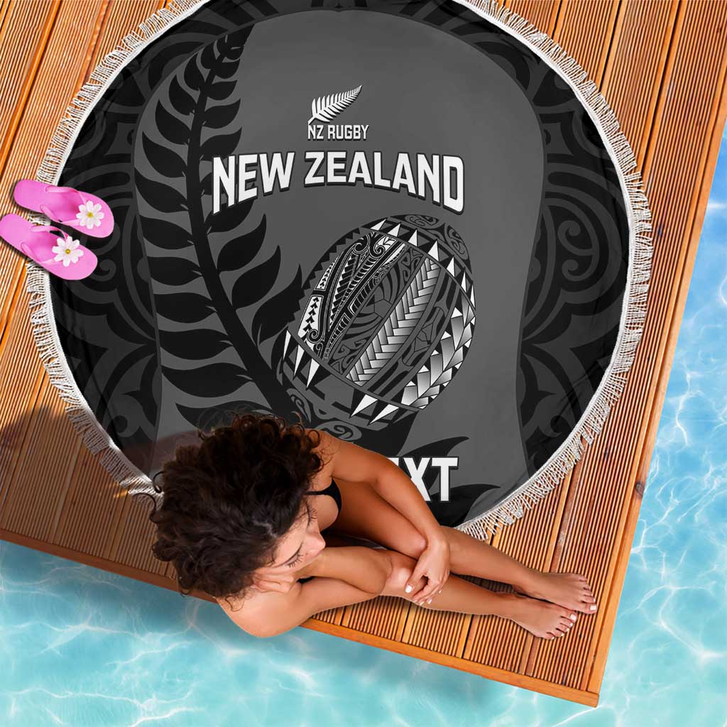 Custom New Zealand Silver Fern Rugby 2025 Beach Blanket Go Champions Aotearoa Maori Black LT14 - Polynesian Pride