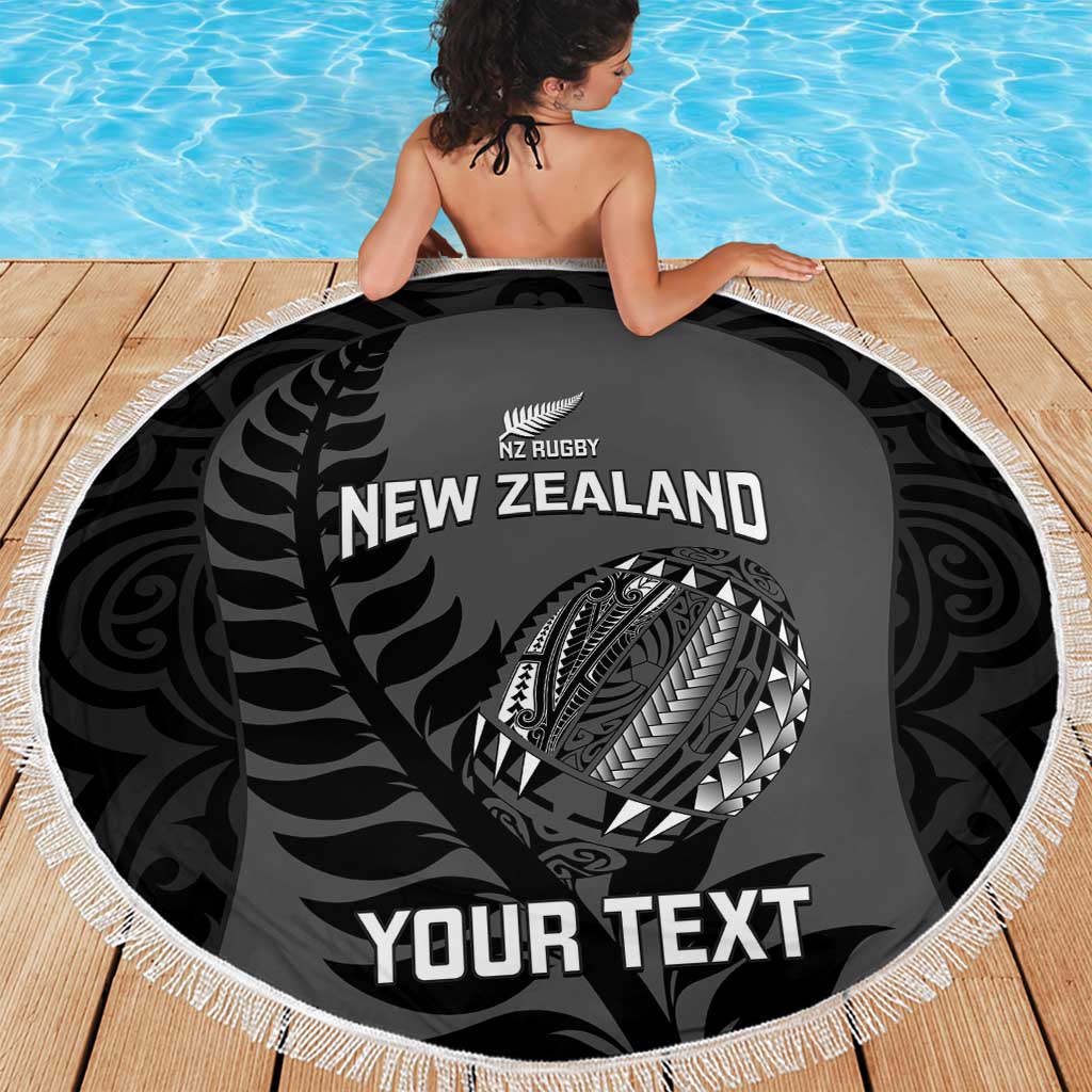 Custom New Zealand Silver Fern Rugby 2025 Beach Blanket Go Champions Aotearoa Maori Black LT14 - Polynesian Pride
