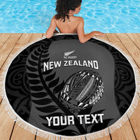 Custom New Zealand Silver Fern Rugby 2025 Beach Blanket Go Champions Aotearoa Maori Black LT14 - Polynesian Pride
