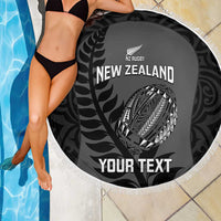 Custom New Zealand Silver Fern Rugby 2025 Beach Blanket Go Champions Aotearoa Maori Black LT14 - Polynesian Pride