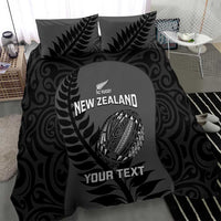 Custom New Zealand Silver Fern Rugby 2025 Bedding Set Go Champions Aotearoa Maori Black LT14 - Polynesian Pride