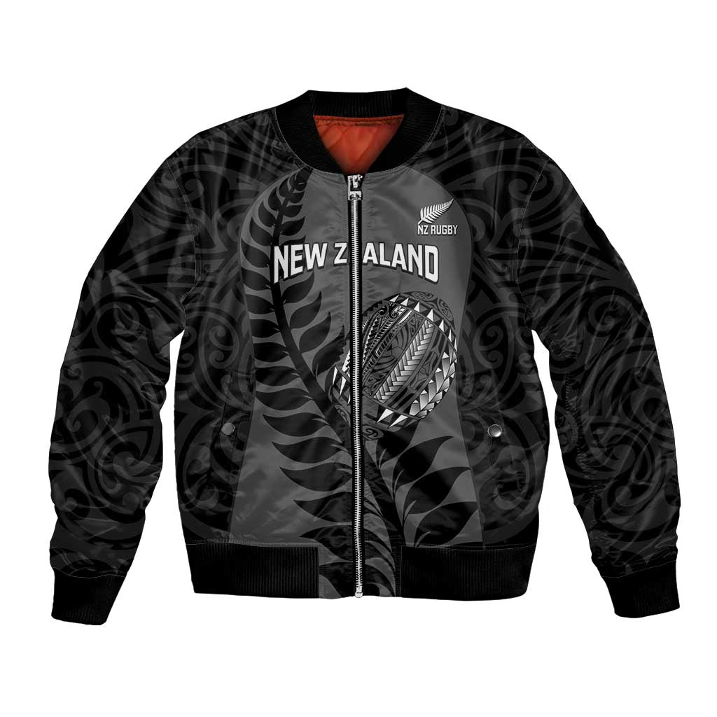 Custom New Zealand Silver Fern Rugby 2025 Bomber Jacket Go Champions Aotearoa Maori Black LT14 Unisex Black - Polynesian Pride