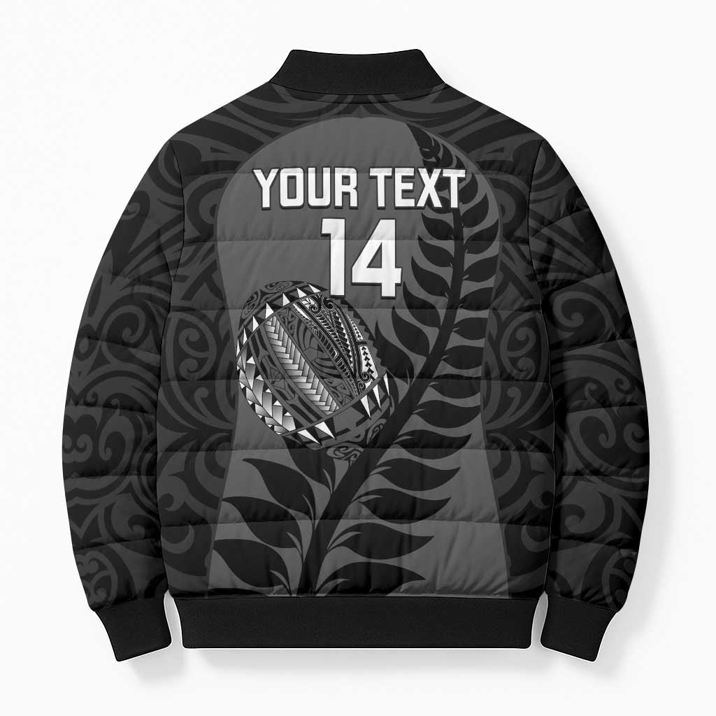 Custom New Zealand Silver Fern Rugby 2025 Bomber Puffer Jacket Go Champions Aotearoa Maori Black LT14 - Polynesian Pride