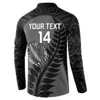Custom New Zealand Silver Fern Rugby 2025 Button Sweatshirt Go Champions Aotearoa Maori Black LT14 - Polynesian Pride