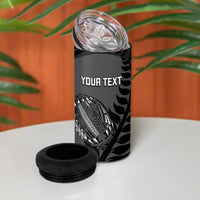 Custom New Zealand Silver Fern Rugby 2025 4 in 1 Can Cooler Tumbler Go Champions Aotearoa Maori Black LT14 - Polynesian Pride
