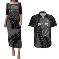 Custom New Zealand Silver Fern Rugby 2025 Couples Matching Puletasi and Hawaiian Shirt Go Champions Aotearoa Maori Black LT14 Black - Polynesian Pride