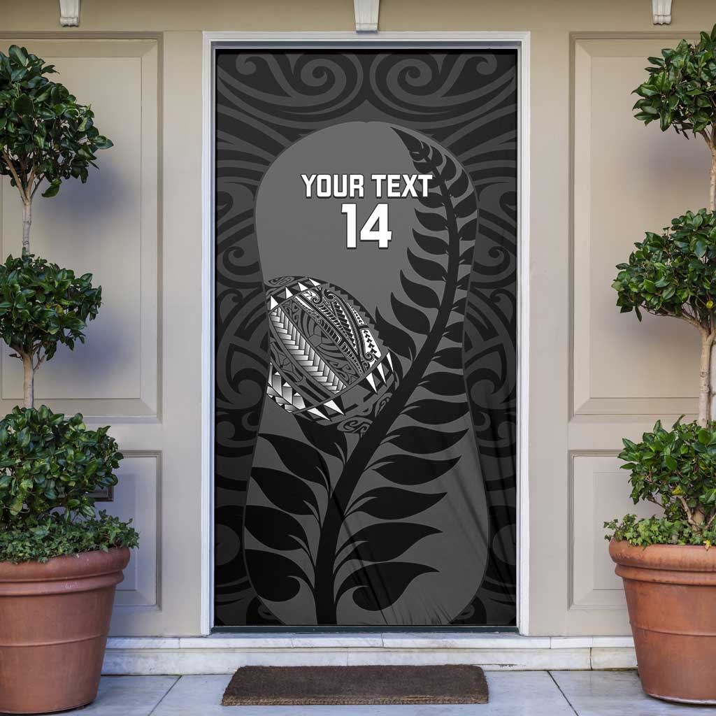 Custom New Zealand Silver Fern Rugby 2025 Door Cover Go Champions Aotearoa Maori Black LT14 Black - Polynesian Pride