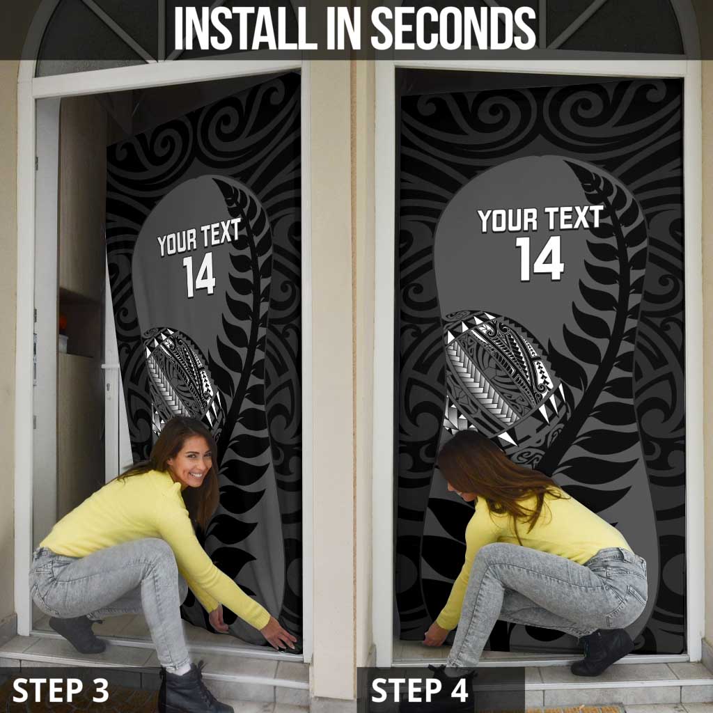 Custom New Zealand Silver Fern Rugby 2025 Door Cover Go Champions Aotearoa Maori Black LT14 - Polynesian Pride