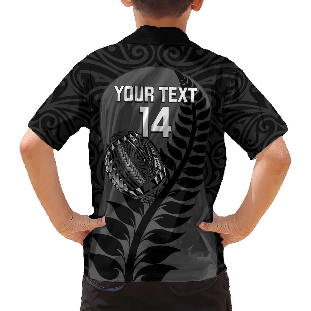 Custom New Zealand Silver Fern Rugby 2025 Family Matching Long Sleeve Bodycon Dress and Hawaiian Shirt Go Champions Aotearoa Maori Black LT14 - Polynesian Pride